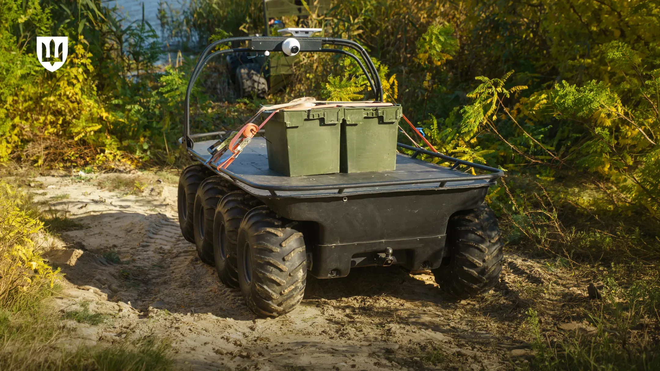Amphibious ground vehicle in a photograph accompanying the Ukrainian Ministry of Defence announcement of 28 October 2026. The photograph illustrates the new market category; it is not evidence that every listed model has completed the same mission. Ministry of Defence of Ukraine, CC BY 4.0. Full composition retained.